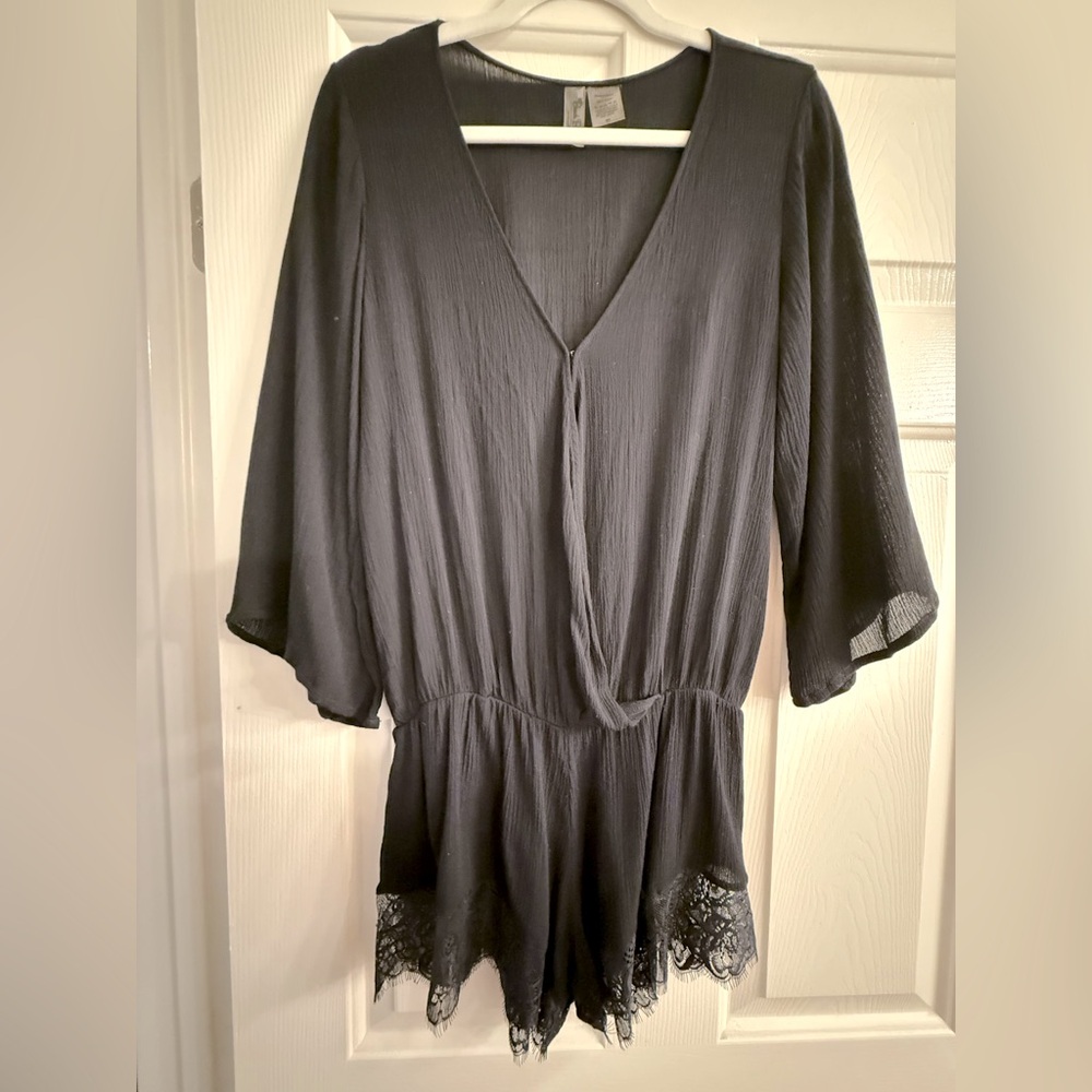 Beach Bunny Black Romper with Lace Trim - Size M (NWOT)